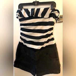 Jolt Romper - Navy Blue and White - XL